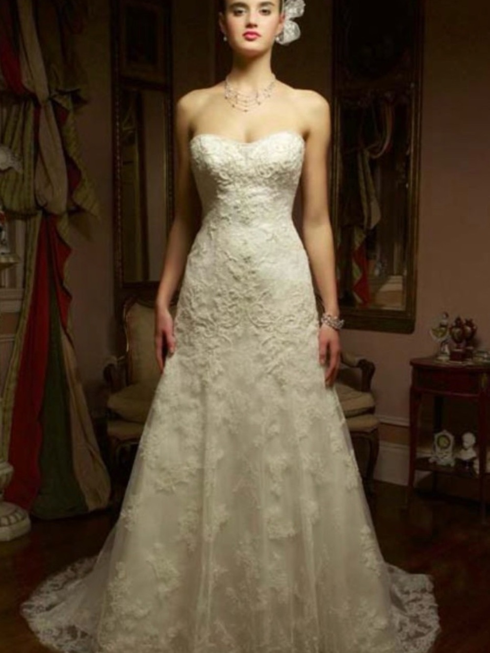 Lace Strapless A-Line Wedding Dress - Casablanca Bridal